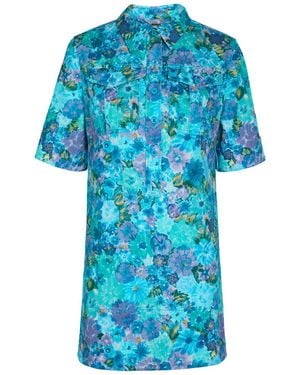 Chloé Floral Print Stretch-Cotton Dress - Blue