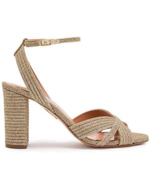 Aquazzura Very Sundance 85 Glittered Sandals - Metallic