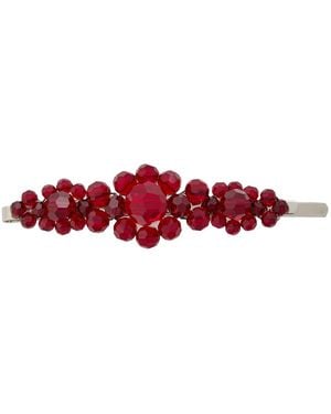 Simone Rocha Large Flower Crystal-Embellished Hair Clip - Red