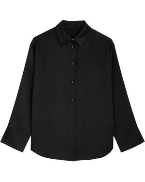 Fleur Of England Fleur Du Jour Silk-Satin Pyjama Shirt - Black