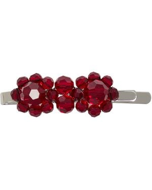 Simone Rocha Mini Flower Crystal-Embellished Hair Clip - Red