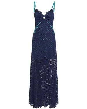 Rabanne Eyelet-Devoré Lace Maxi Dress - Blue