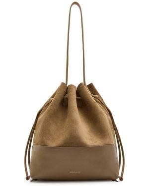 Mansur Gavriel Leather And Suede Drawstring Bucket Bag - Brown