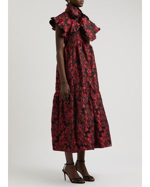Sister Jane Ruby Floral Brocade Maxi Dress in Red | Lyst