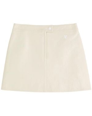 Courreges Logo Crinkled Vinyl Mini Skirt - Natural