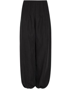 Vince Pintuck Balloon-Leg Woven Pants - Black