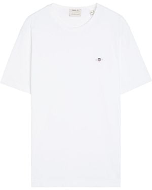 GANT Logo-Embroidered Cotton T-Shirt - White