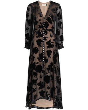 RIXO London Avalyn Velvet-Devoré Chiffon Midi Dress - Black