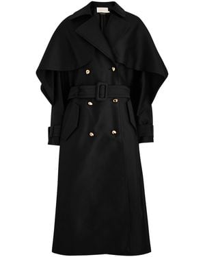 Zimmermann Cape Wool-Blend Trench Coat - Black