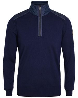 Belstaff Kilmington Quater Zip Knit Wool-Blend Jumper - Blue