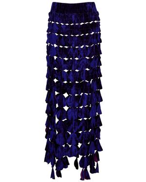 A.W.A.K.E. MODE A. W.a. K.e Mode Laser-cut Velvet Midi Skirt - Blue