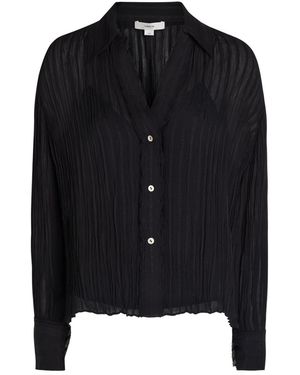 Vince Striped Plissé Chiffon Shirt - Black