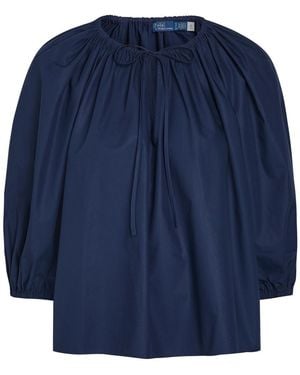 Polo Ralph Lauren Cotton-Poplin Blouse - Blue