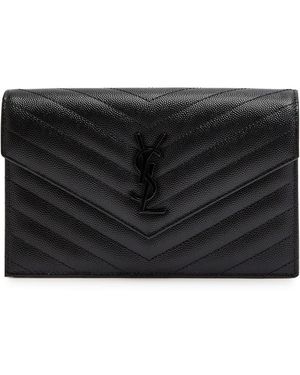 Saint Laurent Quilted Leather Wallet-On-Chain - Black