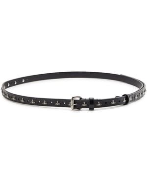 Vivienne Westwood Alex Orb Studs Leather Belt - Black