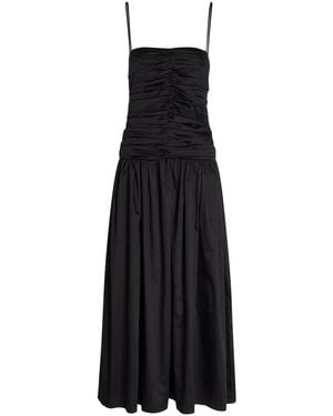 TOVE Amina Gathered Cotton Midi Dress - Black