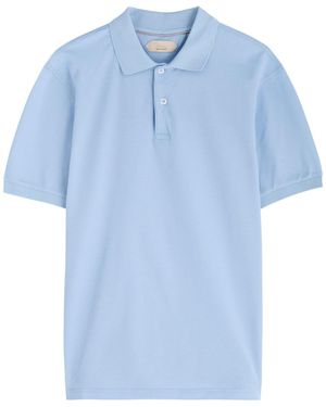 Aurélien Logo Piqué Cotton Polo Shirt - Blue