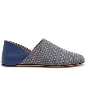 JW Anderson Striped-Jacquard Woven Babouche Flats - Grey