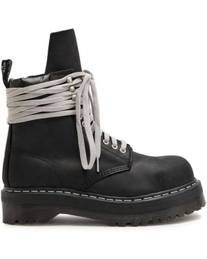 Rick Owens X Dr. Martens Steel Toe Quad Leather Boots - Black