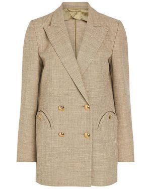 Blazé Milano Marisa Double-Breasted Cotton-Blend Blazer - Natural