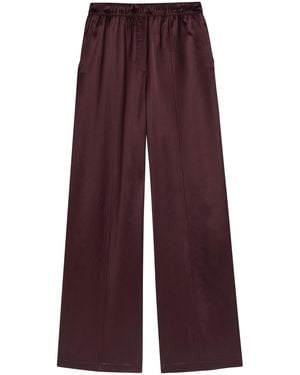 Tory Burch Pintuck Wide-Leg Satin Trousers - Purple
