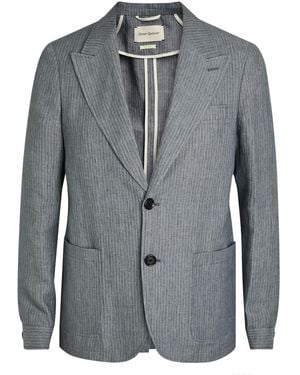 Oliver Spencer Pinstripe Cotton-Blend Blazer - Gray