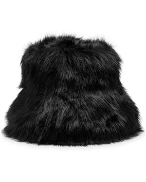 Lack of Color Snuggle Faux Fur Bucket Hat - Black