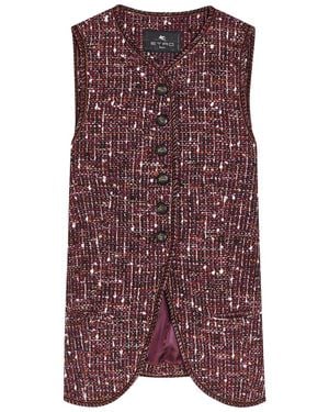 Etro Patterned Bouclé Gilet - Purple