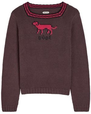 Bode Lapdog Intarsia Cotton And Wool-Blend Top - Purple
