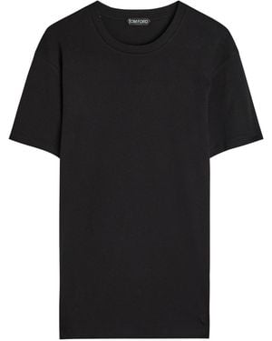 Tom Ford Perforated Cotton T-Shirt - Black