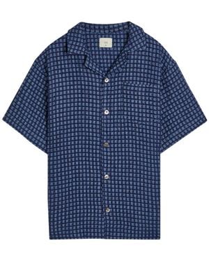 CHE Riita Textured Patterned Linen Shirt - Blue