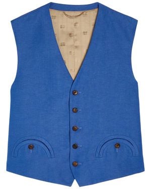 Blazé Milano Feral Silk And Linen-Blend Vest - Blue