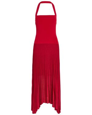 Maria McManus Asymmetric Knit Midi Dress - Red
