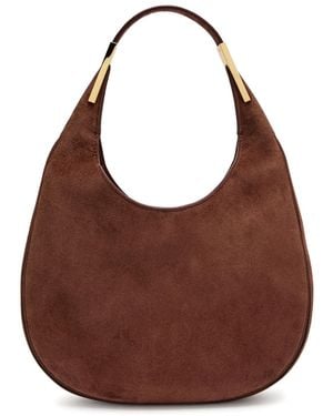 SAVETTE Florence Small Suede Hobo Bag - Brown
