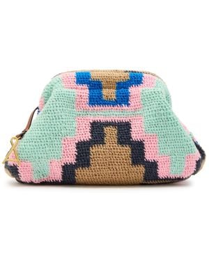 Among Equals Bilum Patterned Wool-Blend Clutch - Blue