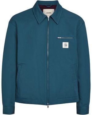vowels Logo-Appliquéd Cotton-Blend Jacket - Blue