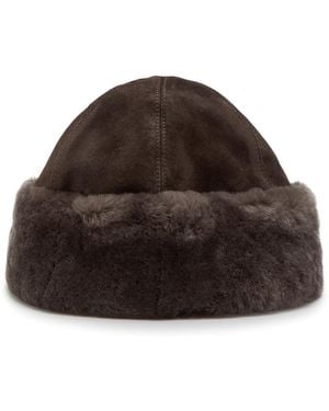 Nour Hammour Toki Suede And Shearling Hat - Brown