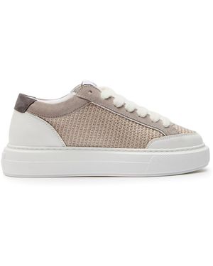 Cleens Luxor Paneled Raffia Sneakers - Gray