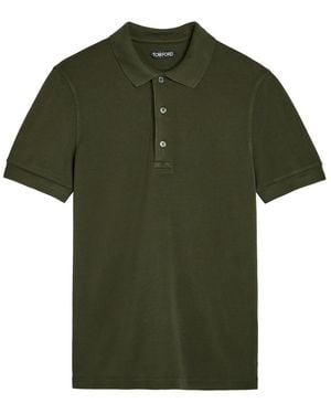 Tom Ford Logo-Embroidered Piqué Polo Shirt - Green