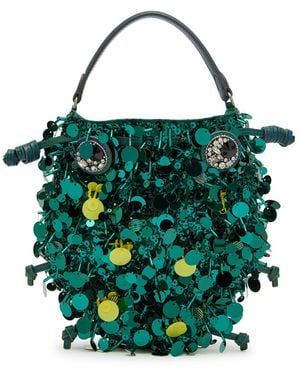 Anya Hindmarch Beetle Sequin-Embellished Satin Cross-Body Bag - Green