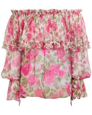 Chloé Floral-Print Silk Top - Pink