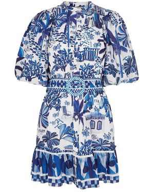 FARM Rio Sweet Rio Printed Cotton-blend Mini Dress - Blue