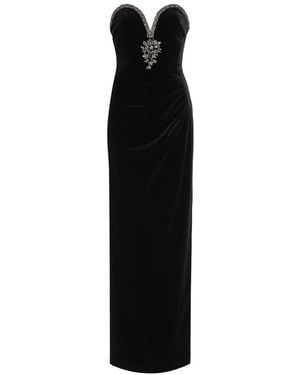 Self-Portrait Embellished Velvet Gown - Black