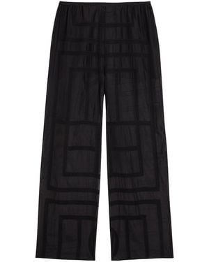 TOTEME Logo Semi-Sheer Cotton-Blend Pajama Pants - Blue