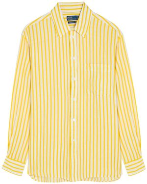 Polo Ralph Lauren Striped Linen And Cotton-Blend Shirt - Yellow