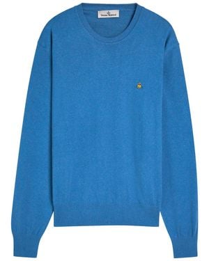 Vivienne Westwood Alex Logo Wool And Cashmere-Blend Sweater - Blue