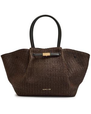 DeMellier The New York Raffia And Leather Tote - Brown