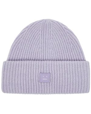 Acne Studios Pansy Ribbed Wool Beanie - Purple