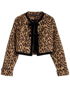 Sister Jane Lily-Print Brushed Woven Cardigan - Black