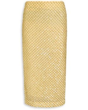 Veronica Beard Allora Bead-Embellished Chiffon Midi Skirt - Yellow